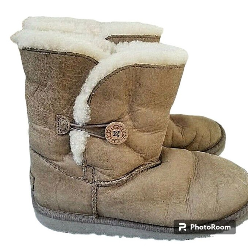UGG Australia Brown Leather Boots Size 6 Shearling Lining EU 36 Comfort Cushion